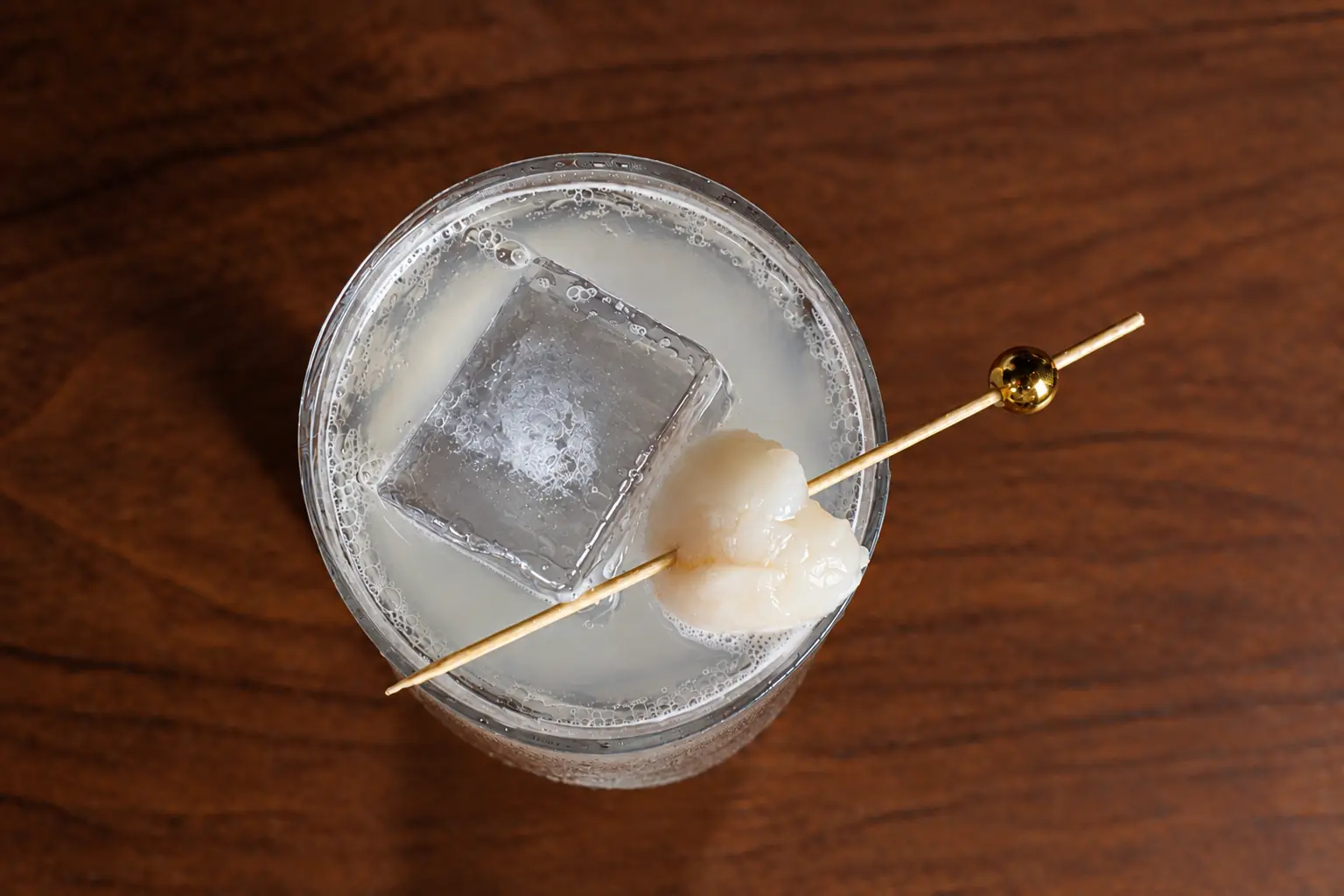 Lychee cocktail, overhead