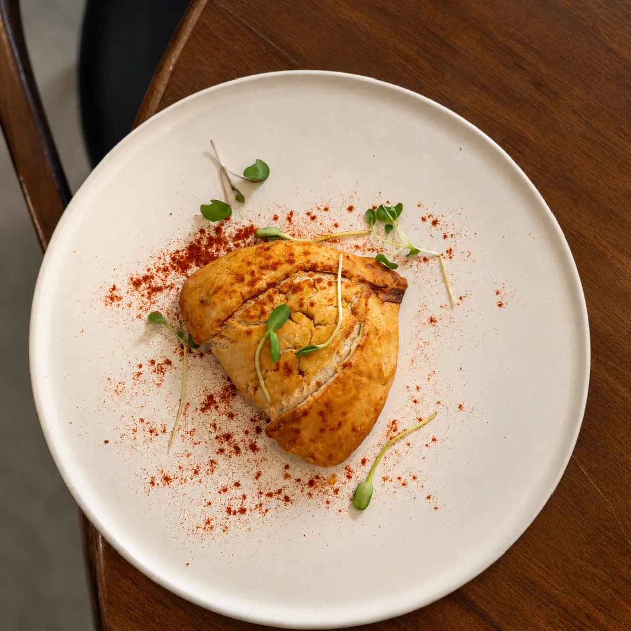 Pastry with microgreens